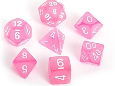 Chessex Frosted Pink white 7-Die Set Cheap