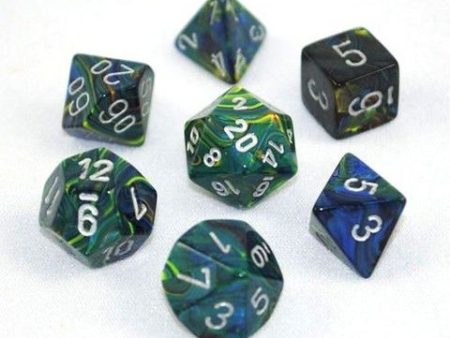 Chessex Festive Green silver 7-Die Set Hot on Sale