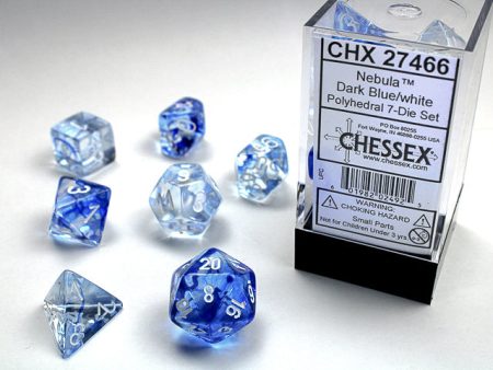 Chessex Nebula Dark Blue White 7-Die Set Online now