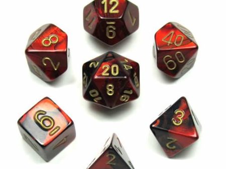 Chessex Gemini Black-Red Gold 7-Die Set Hot on Sale