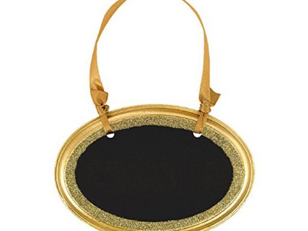 Gold Oval Mini Glitter Chalkboard Sign 2.75in x 4in Sale