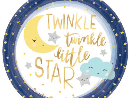 Baby Shower - Twinkle Little Star Metallic Paper Plates 10.50in, 8pcs Online Hot Sale