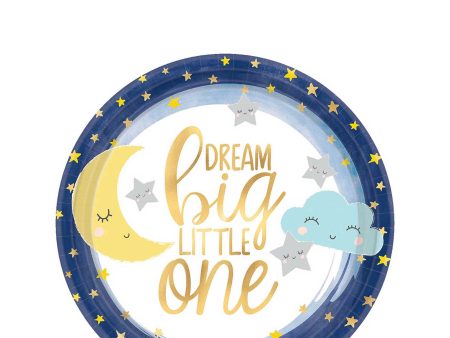 Baby Shower - Twinkle Little Star Metallic Round Paper Plates 7in, 8pcs For Discount