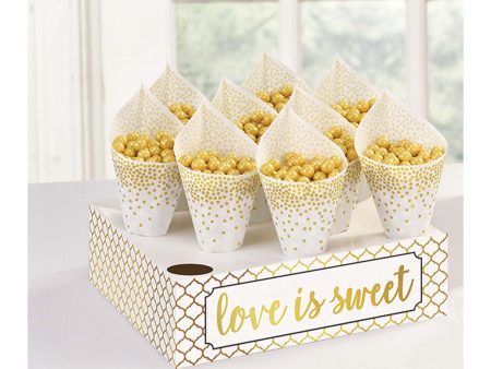 Wedding Snack Cones With Tray 42pcs Cheap