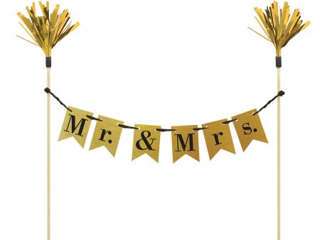 Mr & Mrs Pennant Cake Pick 8.50in Sale